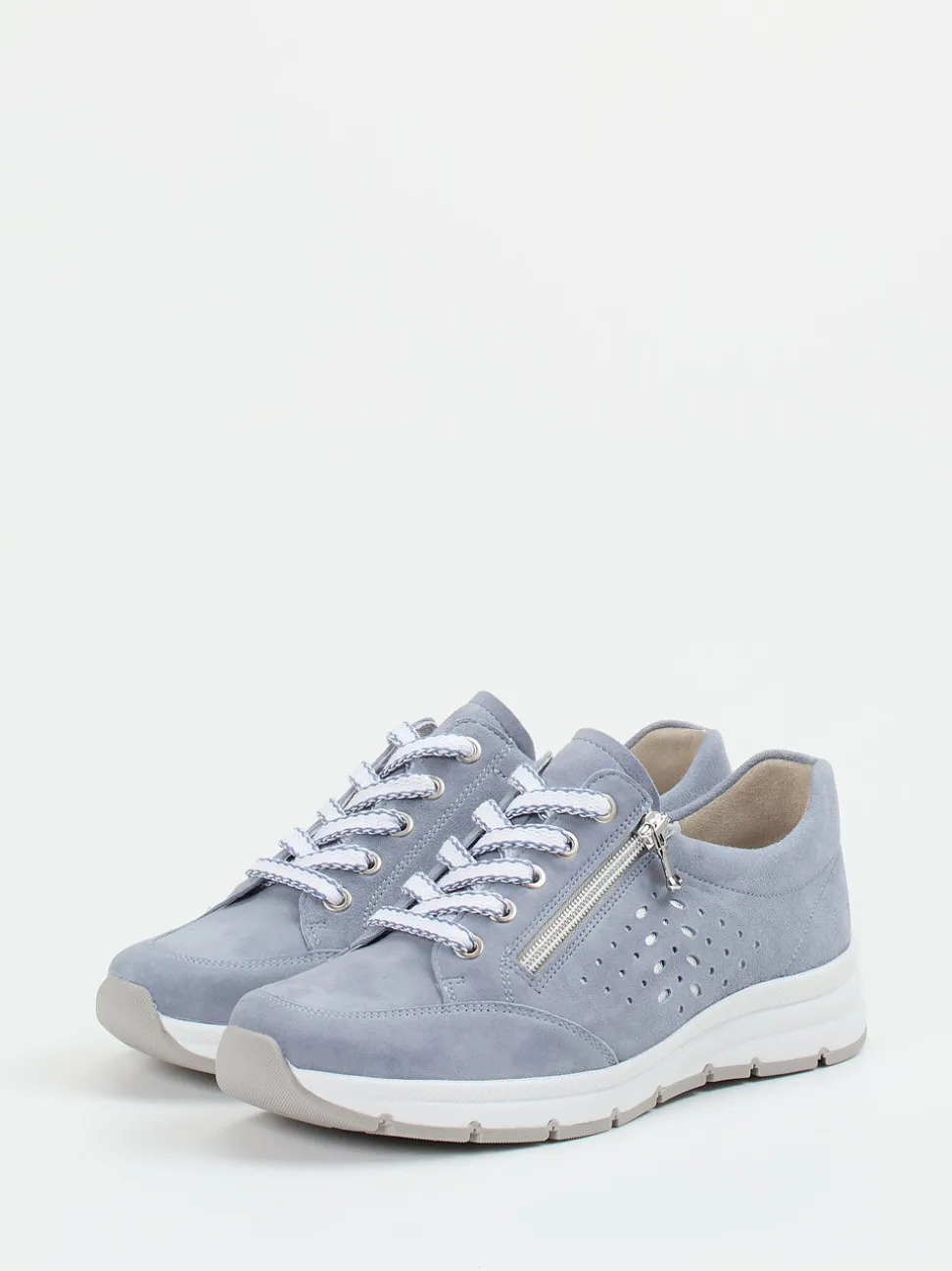 Semler – Komfort-Sneaker aus Veloursleder taubenblau