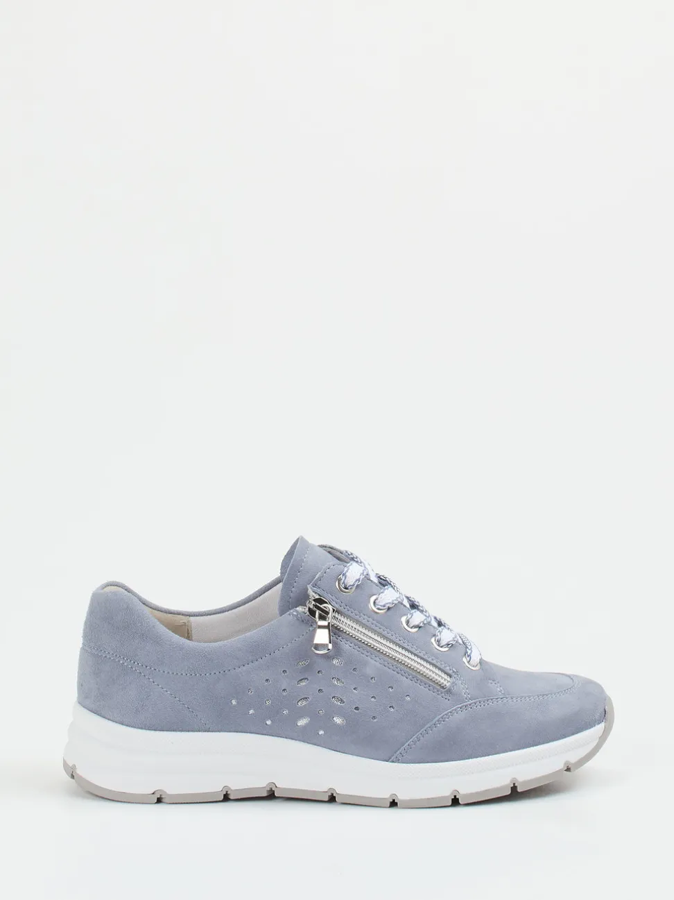 Semler – Komfort-Sneaker aus Veloursleder taubenblau