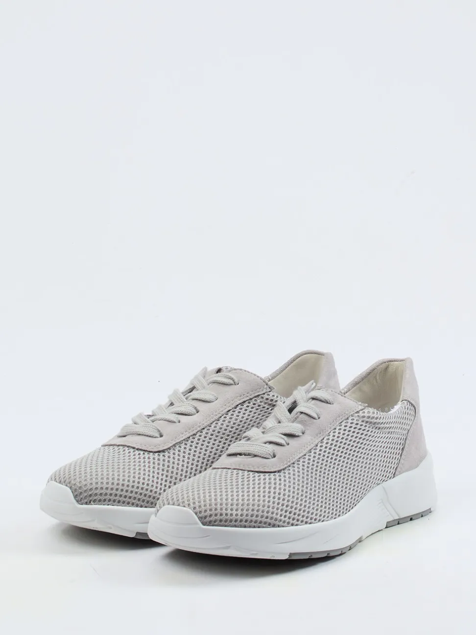 Semler – Komfort-Sneaker aus Mesh und Veloursleder Hellgrau