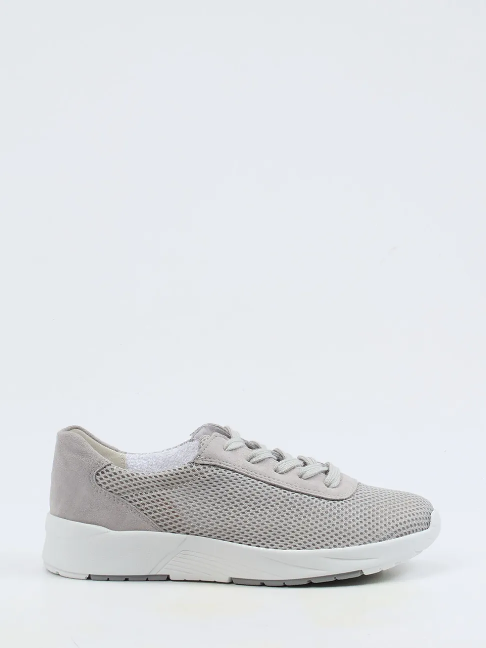 Semler – Komfort-Sneaker aus Mesh und Veloursleder Hellgrau