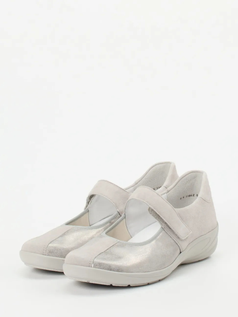Semler – Mary-Jane-Halbschuh aus Veloursleder grau