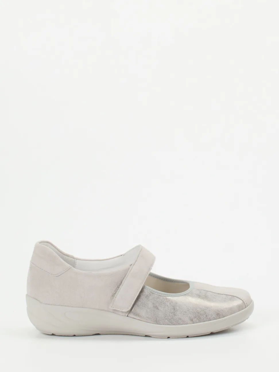 Semler – Mary-Jane-Halbschuh aus Veloursleder grau