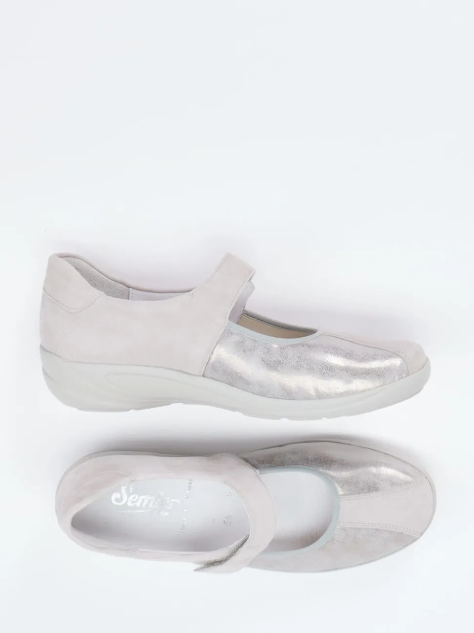 Semler – Mary-Jane-Halbschuh aus Veloursleder grau