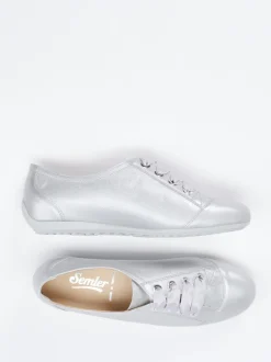 Semler – Schnürschuh aus Metallicleder silberfarben