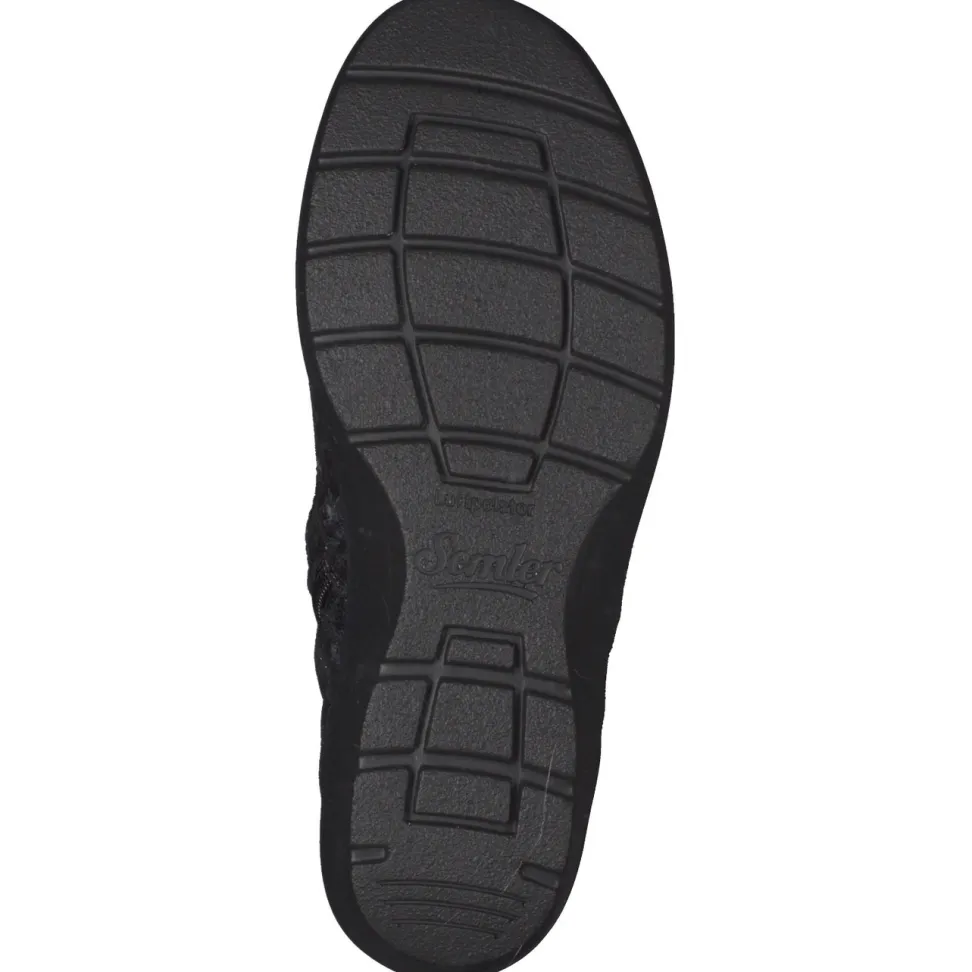 Semler – Schnürstiefelette aus geprägtem Leder metallicgrau
