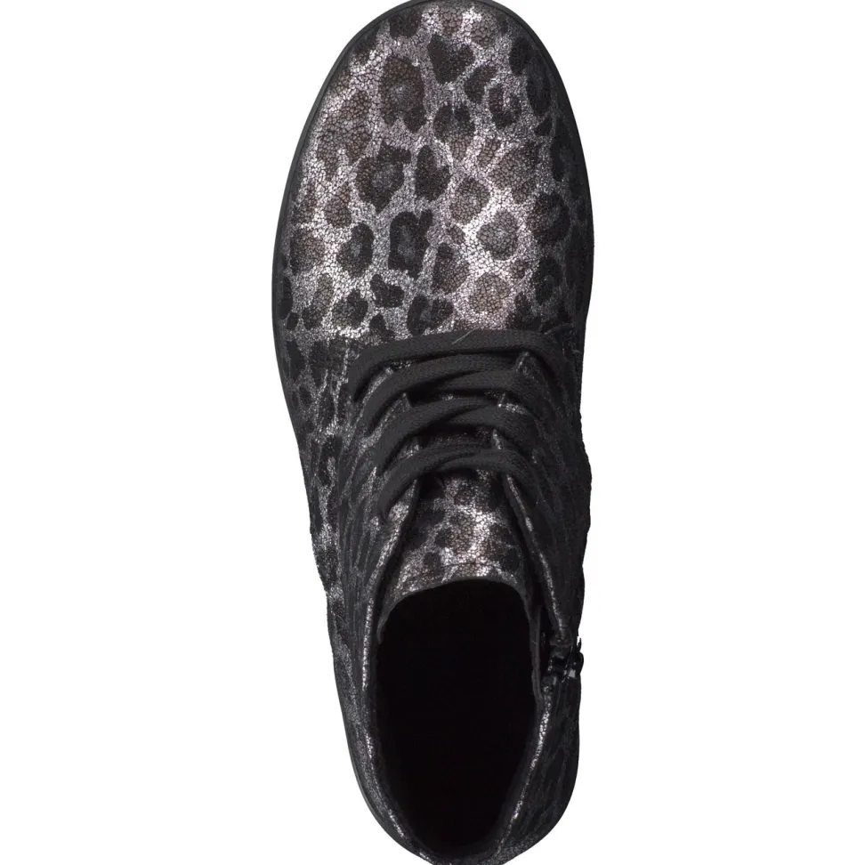 Semler – Schnürstiefelette aus geprägtem Leder metallicgrau