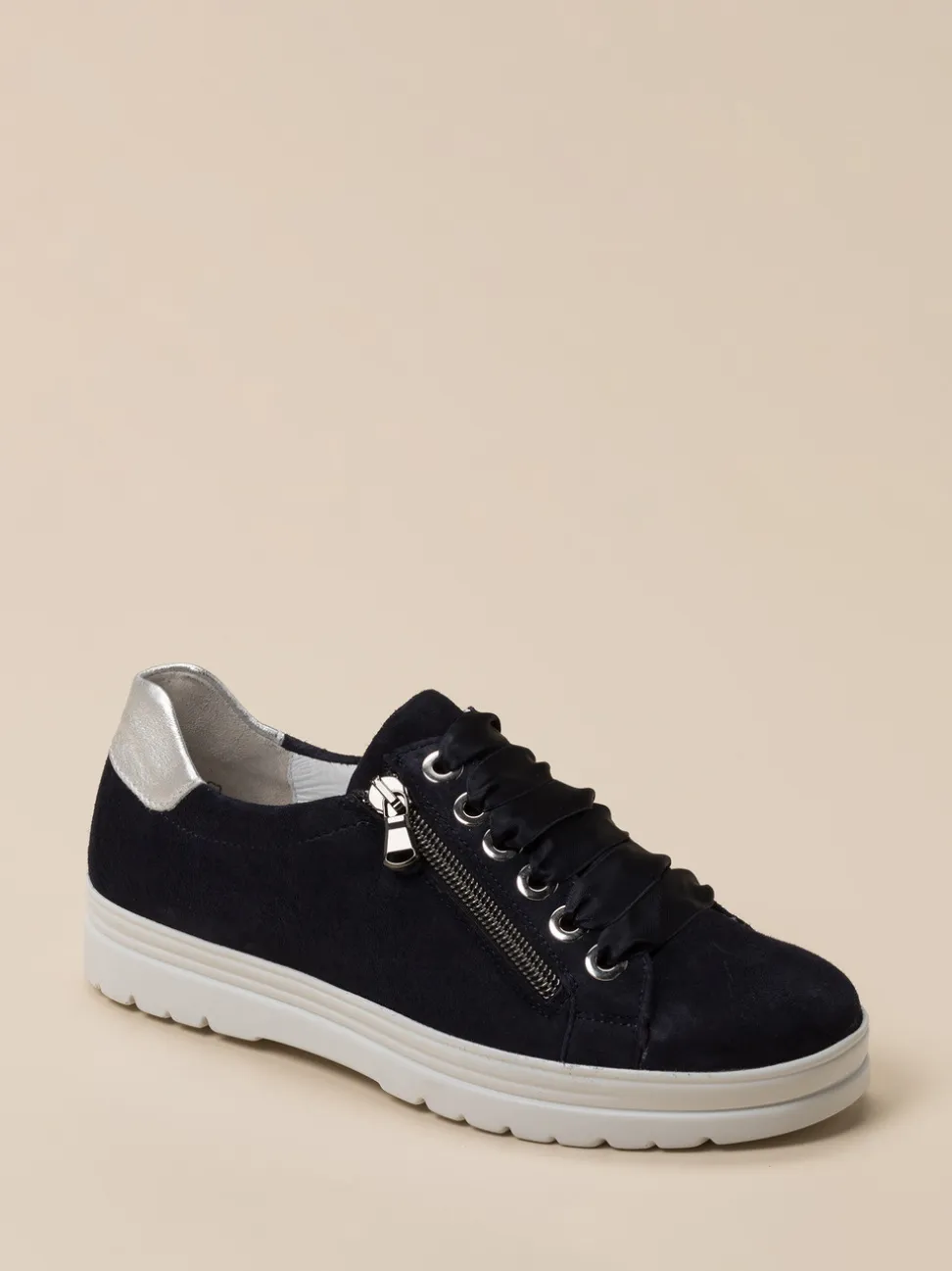 Semler – Sneaker aus Veloursleder Dunkelblau