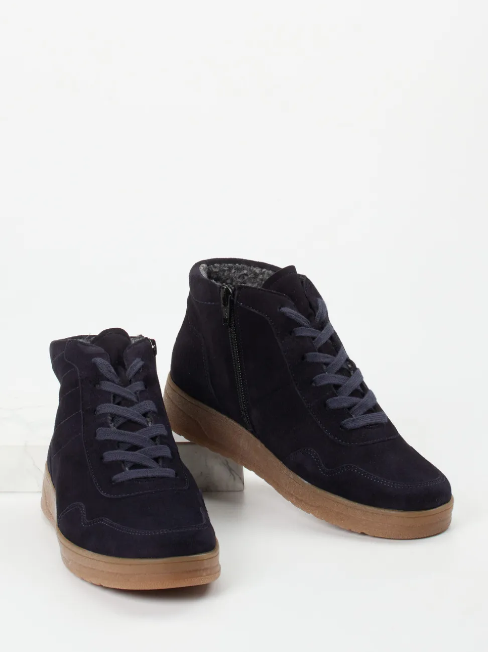 Semler – Sneaker-Boots aus Veloursleder Dunkelblau