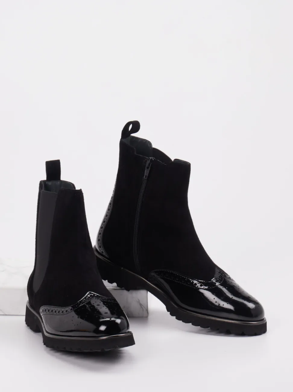Sioux – Chelsea-Stiefelette aus Veloursleder schwarz