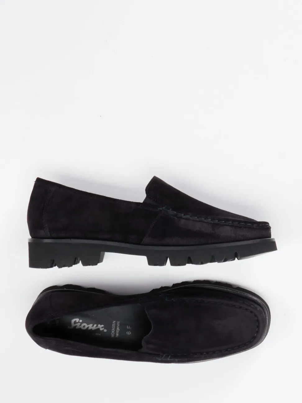 Sioux – Loafer aus Veloursleder in Tiefschwarz
