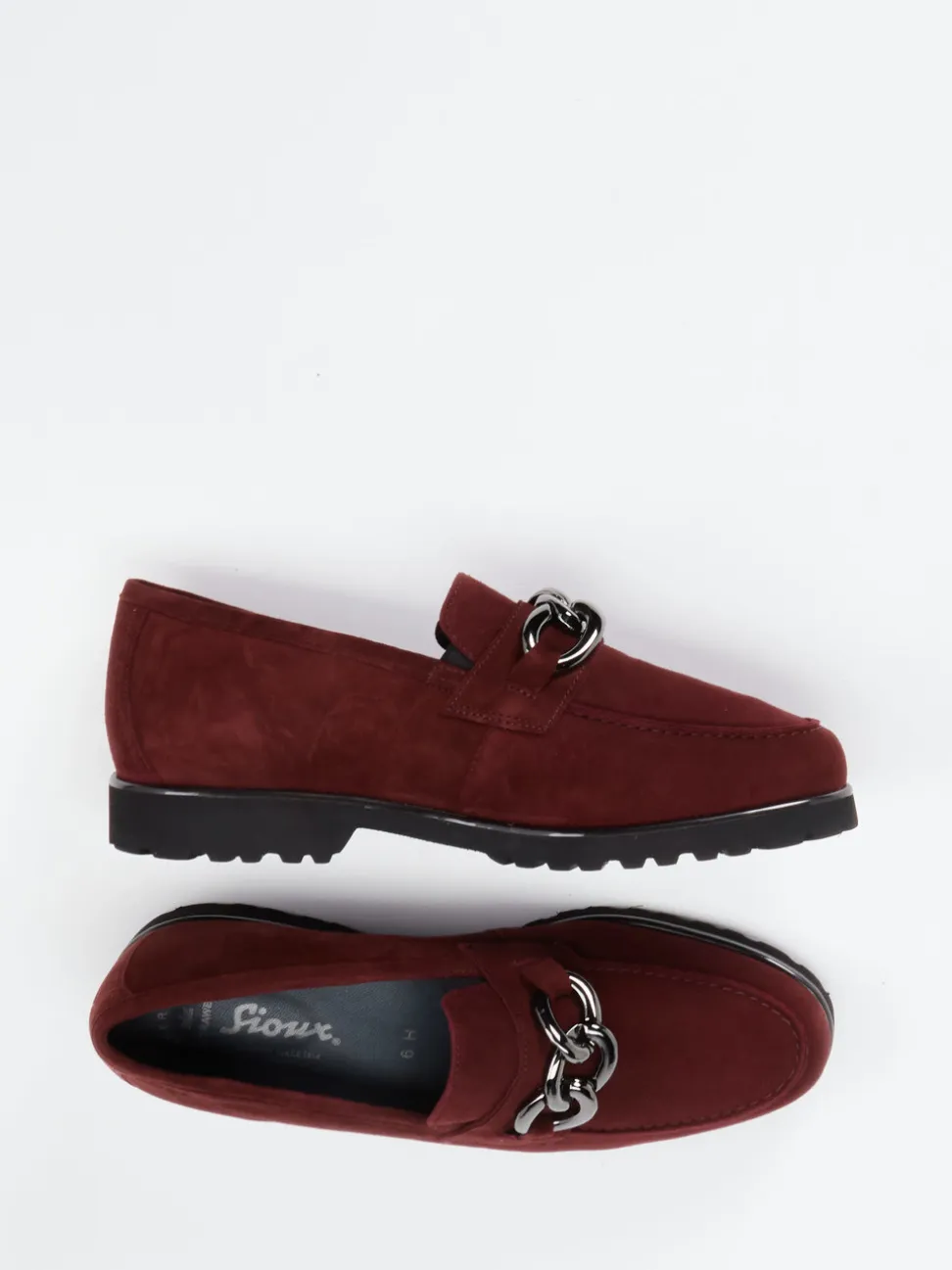 Sioux – Loafer aus Veloursleder in Bordeauxrot