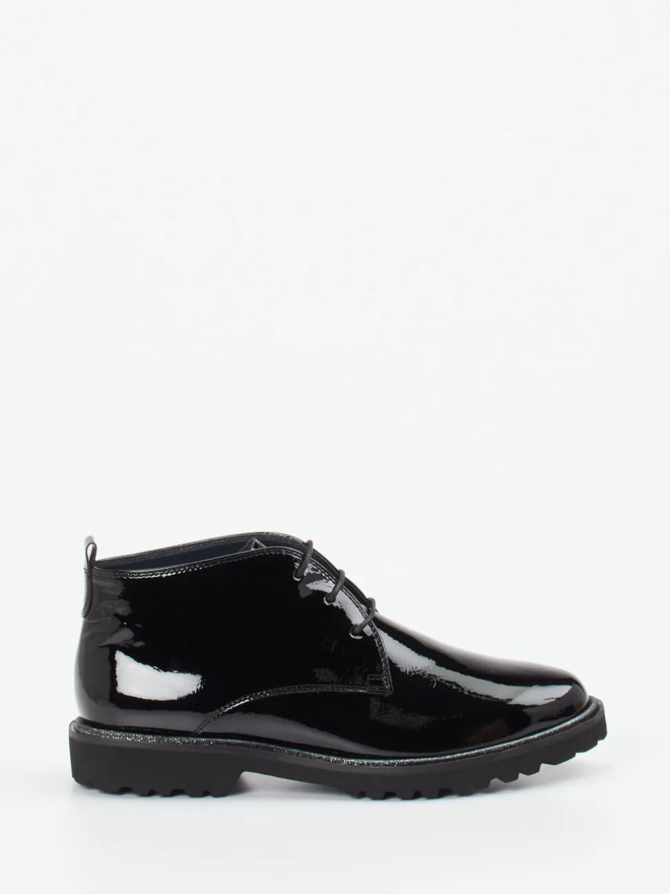 Sioux – Schnürstiefelette aus Lackleder schwarz