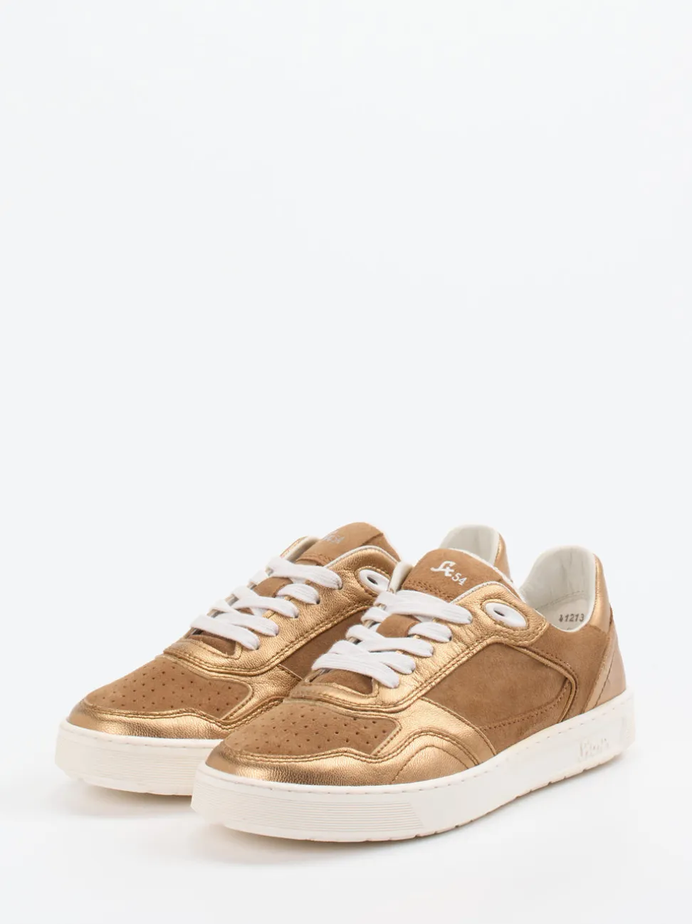 Sioux – Sneaker aus Metallic- und Veloursleder bronzefarben