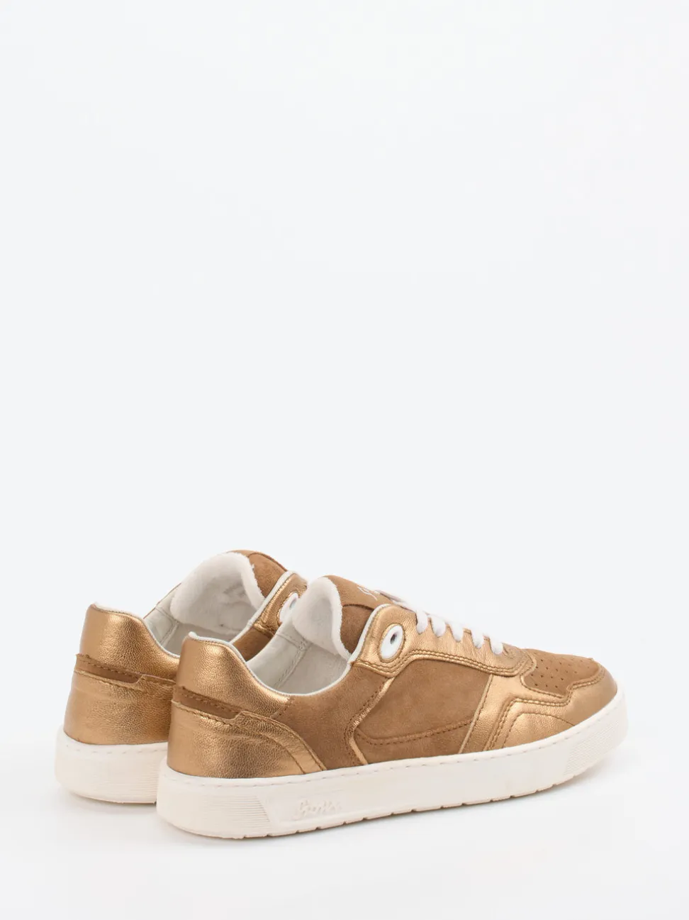 Sioux – Sneaker aus Metallic- und Veloursleder bronzefarben