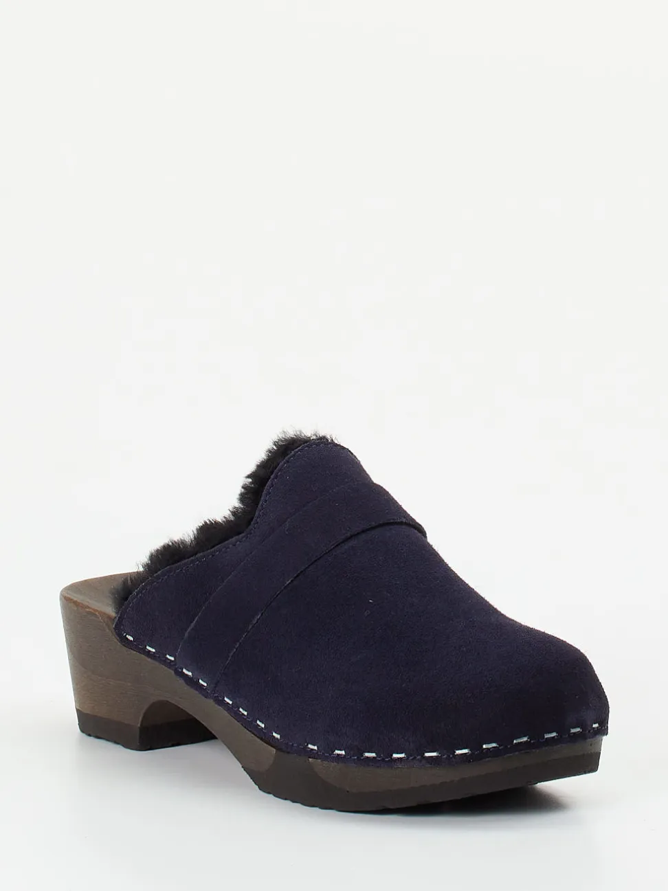 Softclox – Gefütterte Clogs aus Veloursleder Dunkelblau