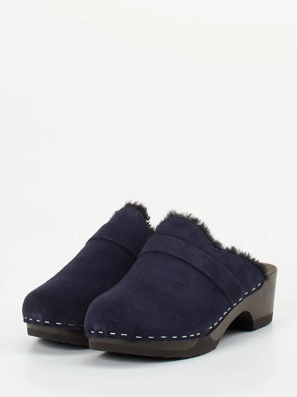 Softclox – Gefütterte Clogs aus Veloursleder Dunkelblau