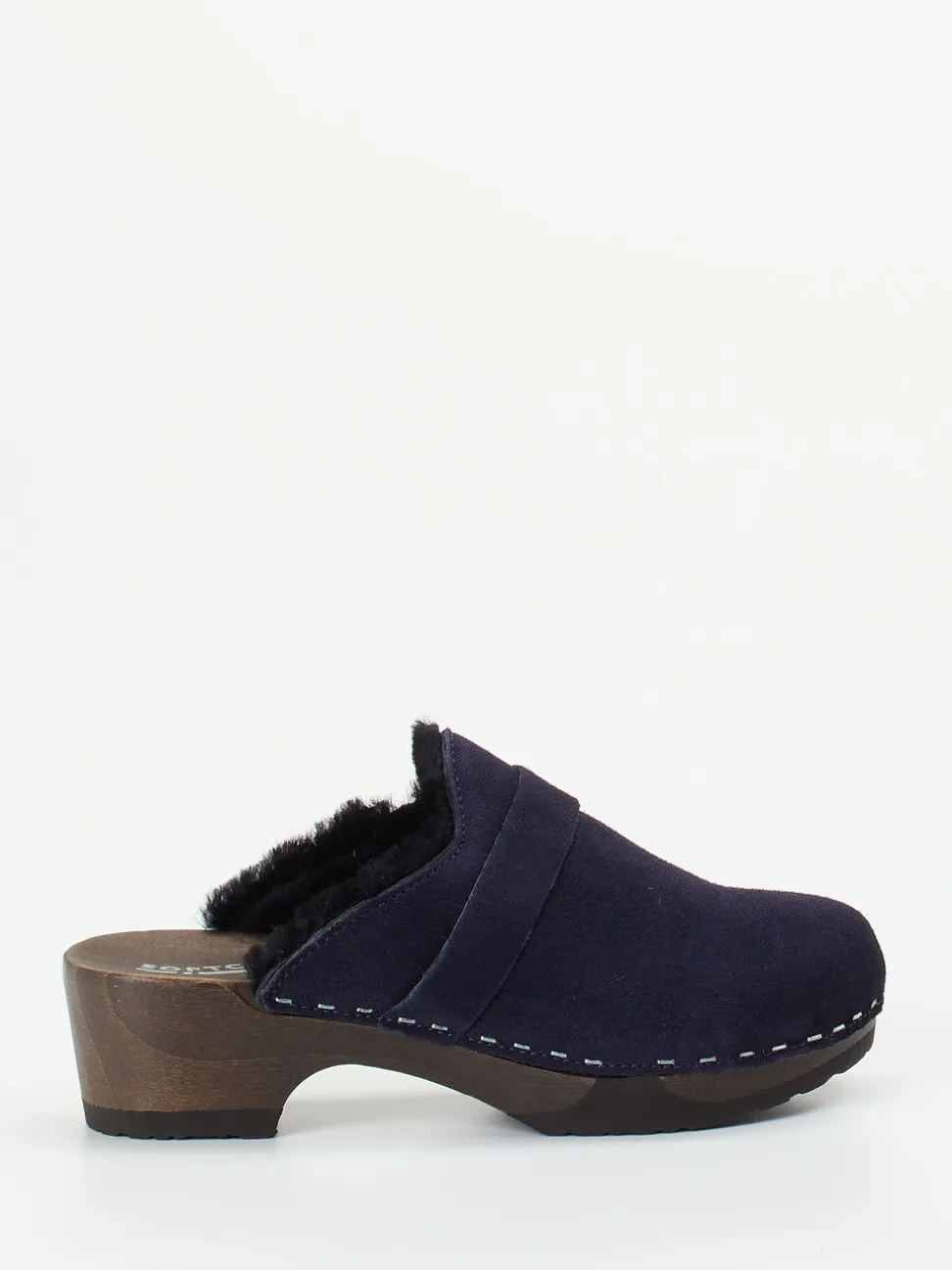 Softclox – Gefütterte Clogs aus Veloursleder Dunkelblau