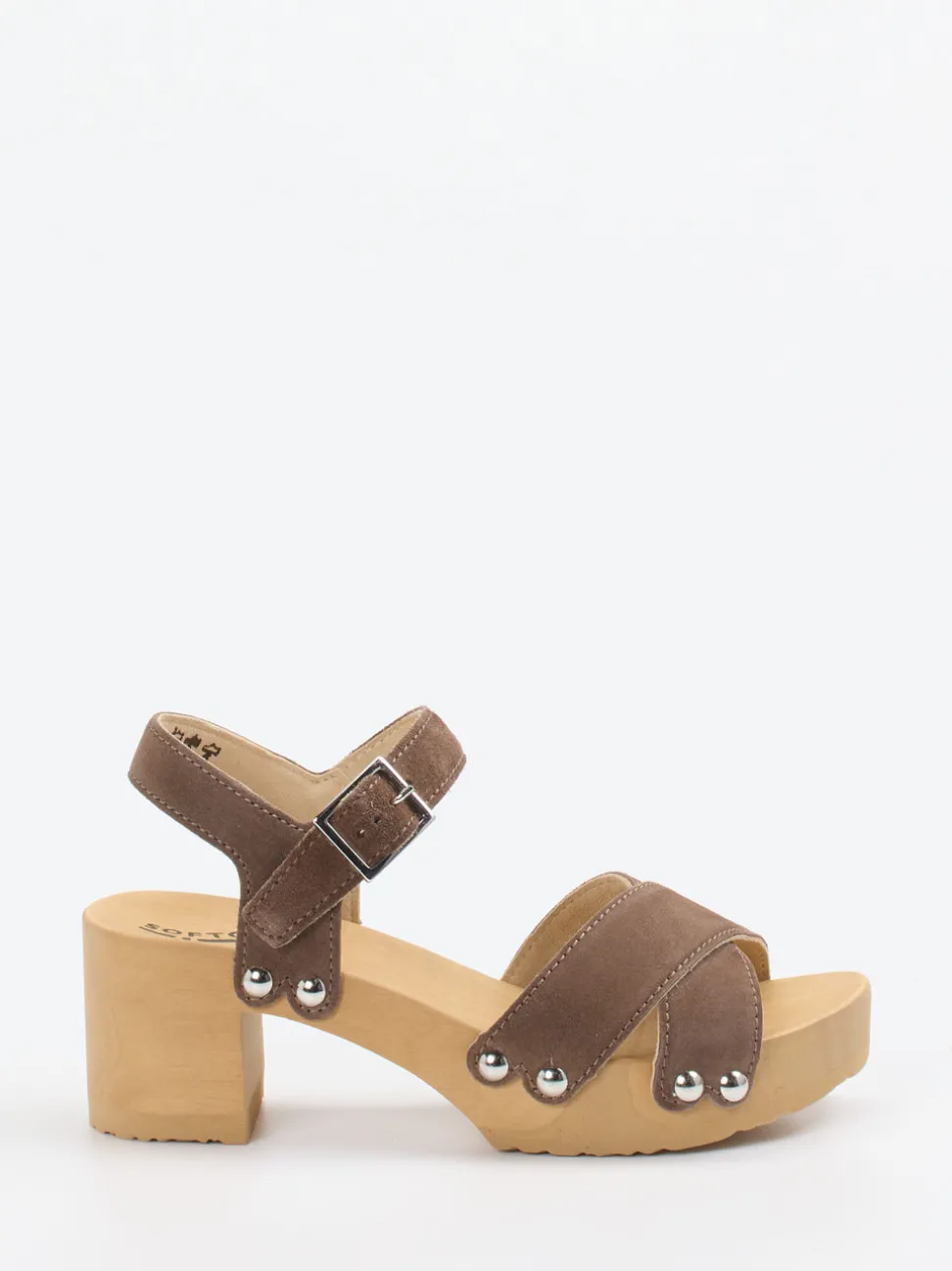 Softclox – Plateau-Sandalen aus Veloursleder braun