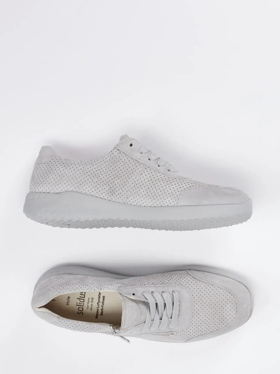 Solidus – Komfort-Sneaker aus Veloursleder hellgrau