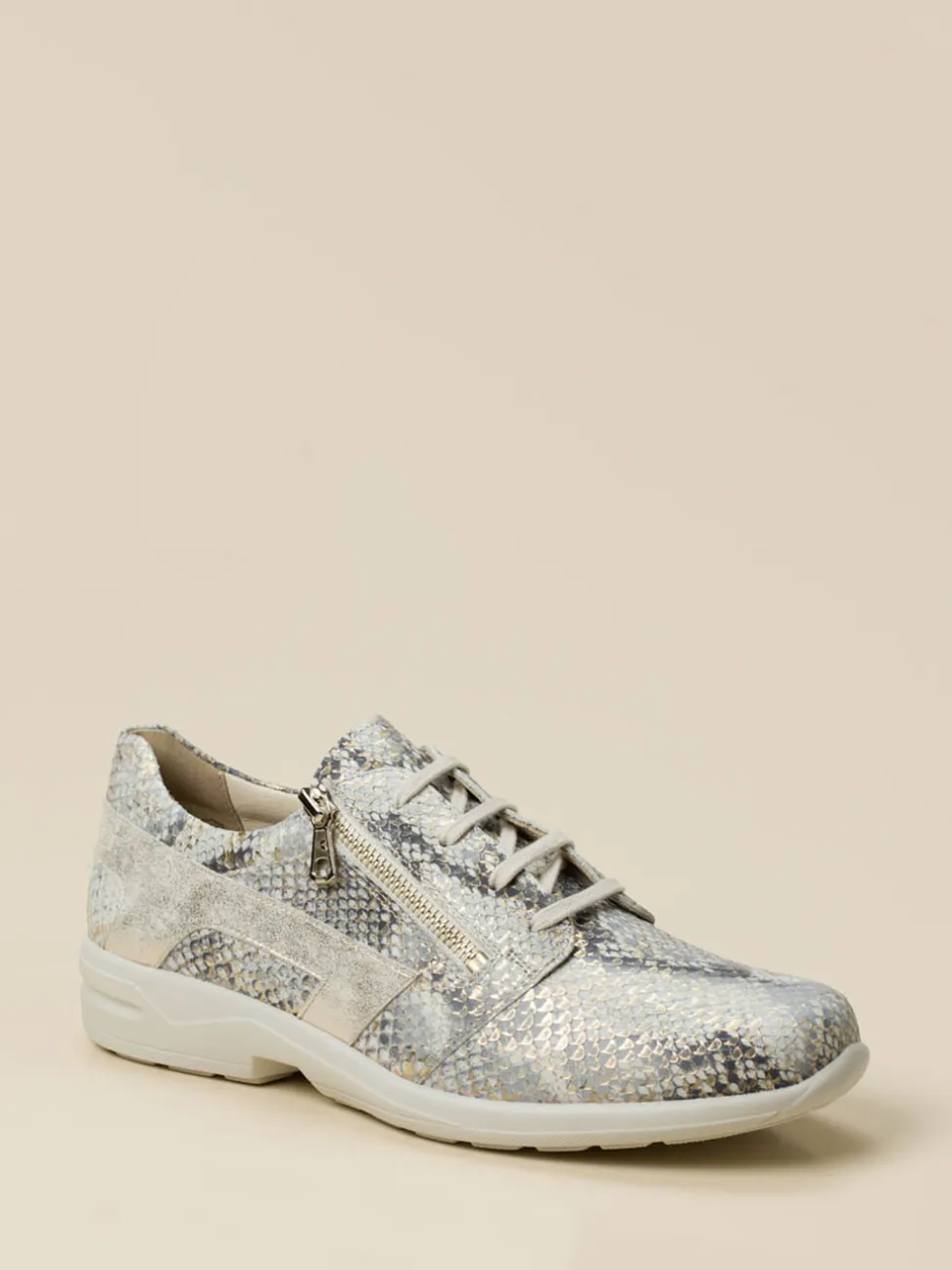 Solidus – Komfort-Sneaker aus Reptilleder silbergrau