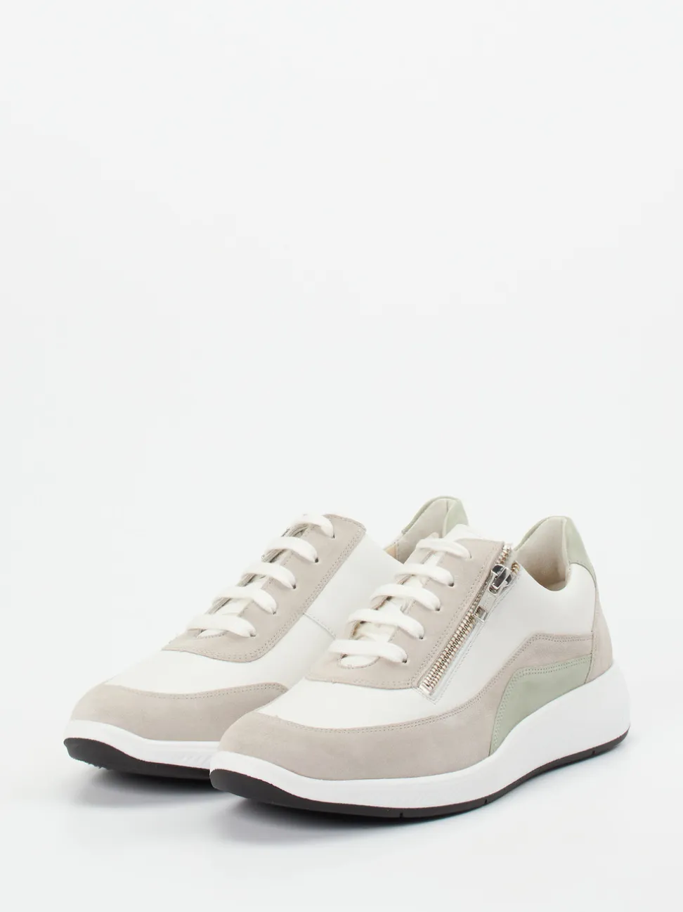 Solidus – Sneaker aus Velours- und Glattleder crèmeweiß