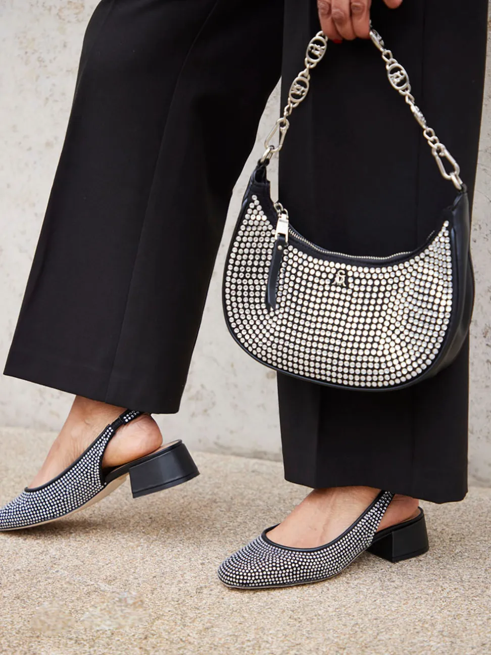 Steve Madden – Slingback-Pumps aus Textil mit Strassbesatz