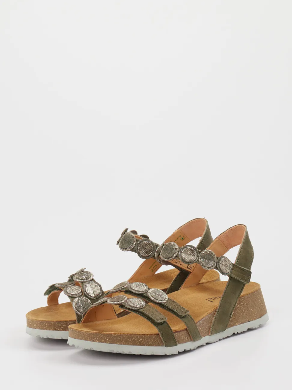 Think – Sandalen aus Ziegenleder in Olivgrün