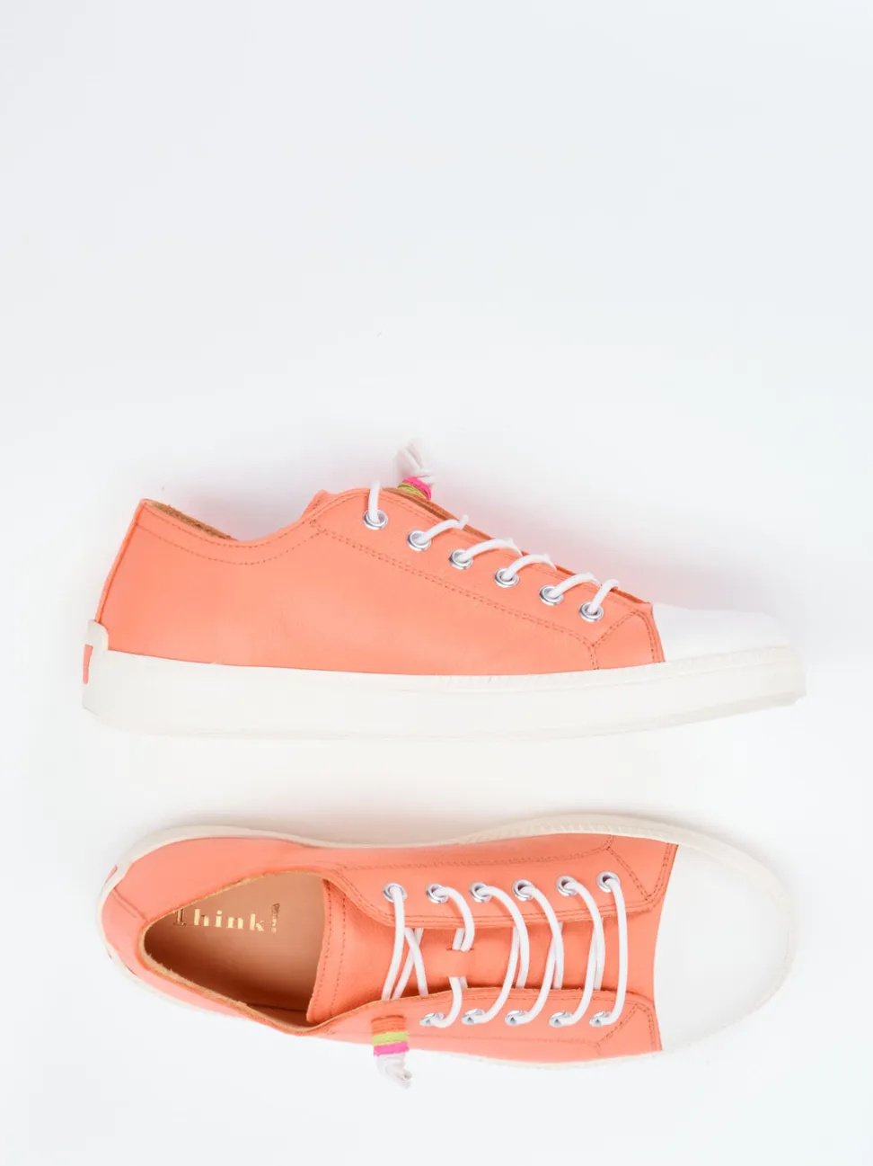 Think – Sneaker aus Kalbleder in Korallrosa