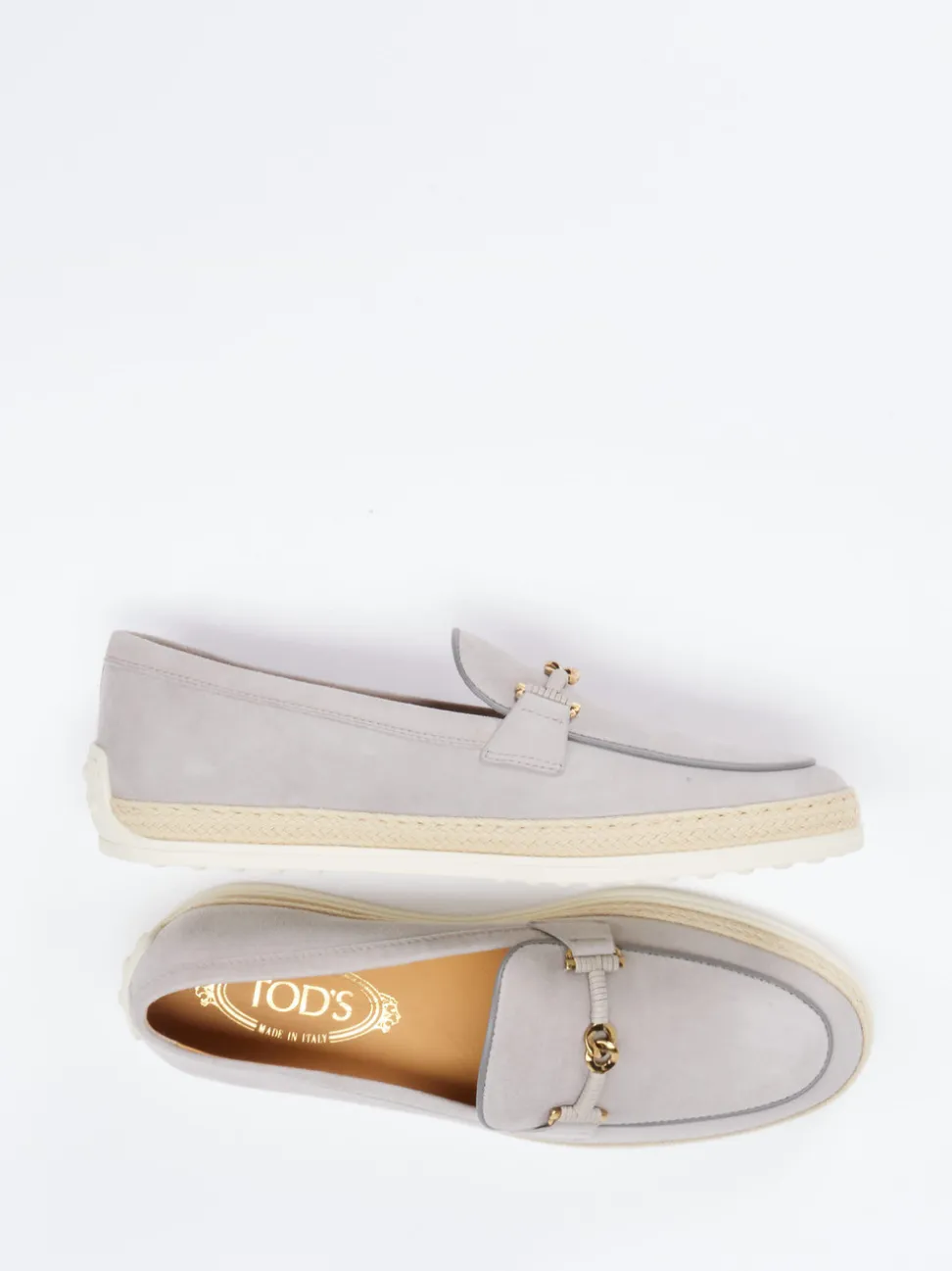 Tod's – Slipper aus Nubukleder mit Bastsohle