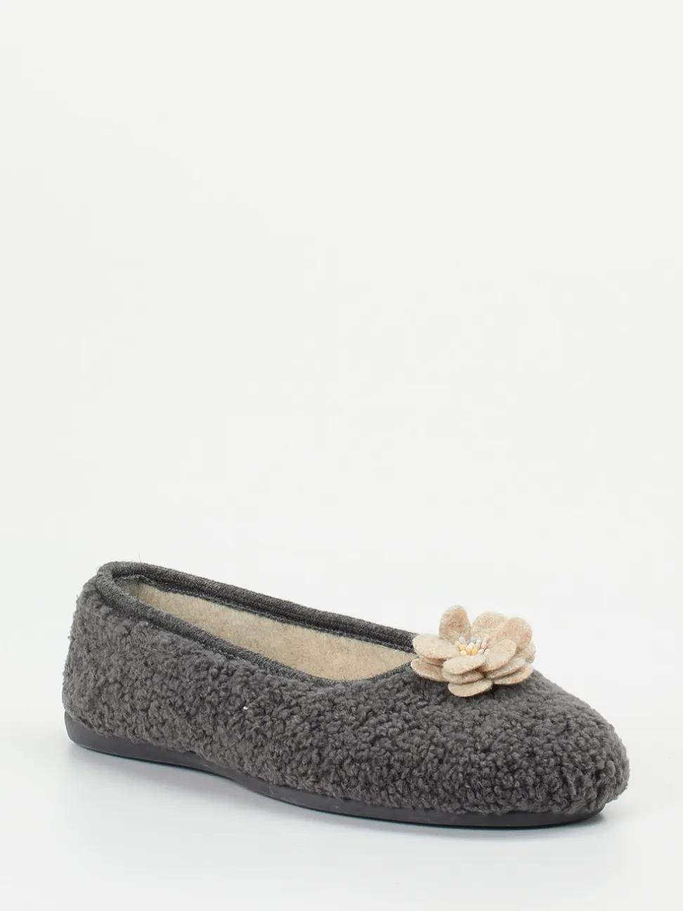 Varomed – Ballerina-Hausschuh aus Textil anthrazit