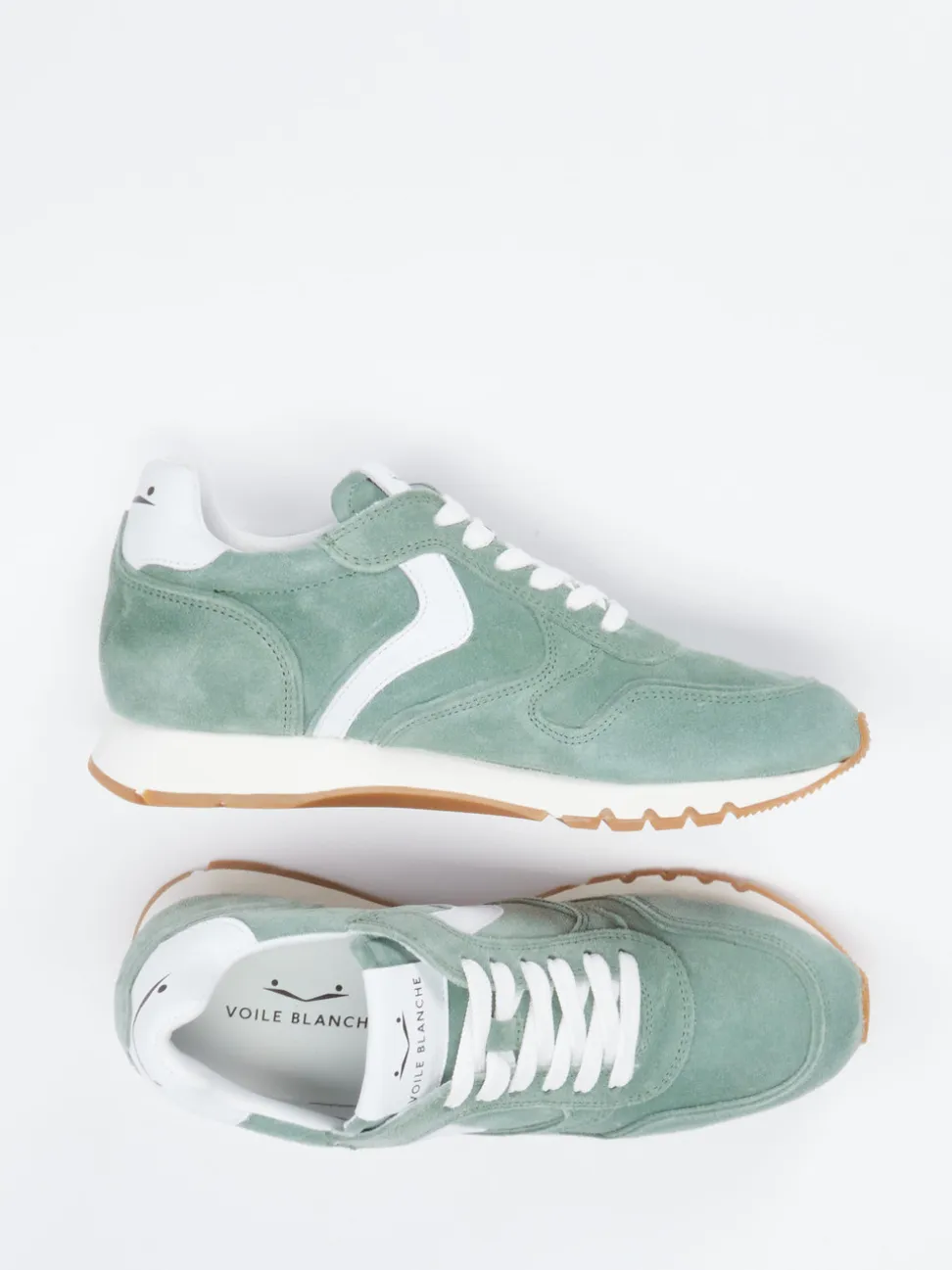 Voile Blanche – Sneaker aus Veloursleder Salbeigrün
