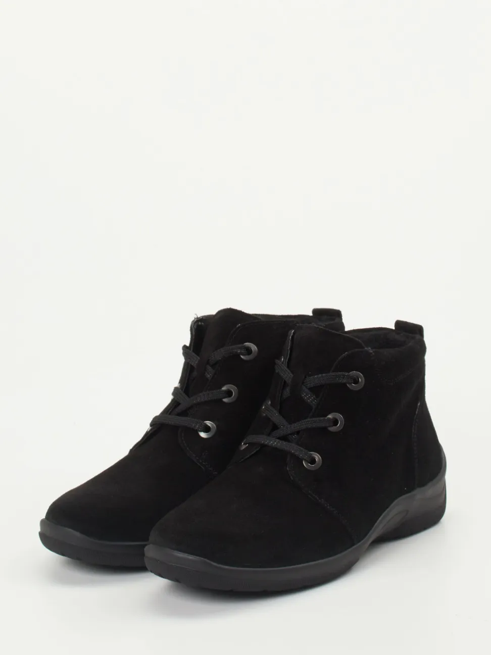 Waldläufer – Schnürboots aus Veloursleder schwarz